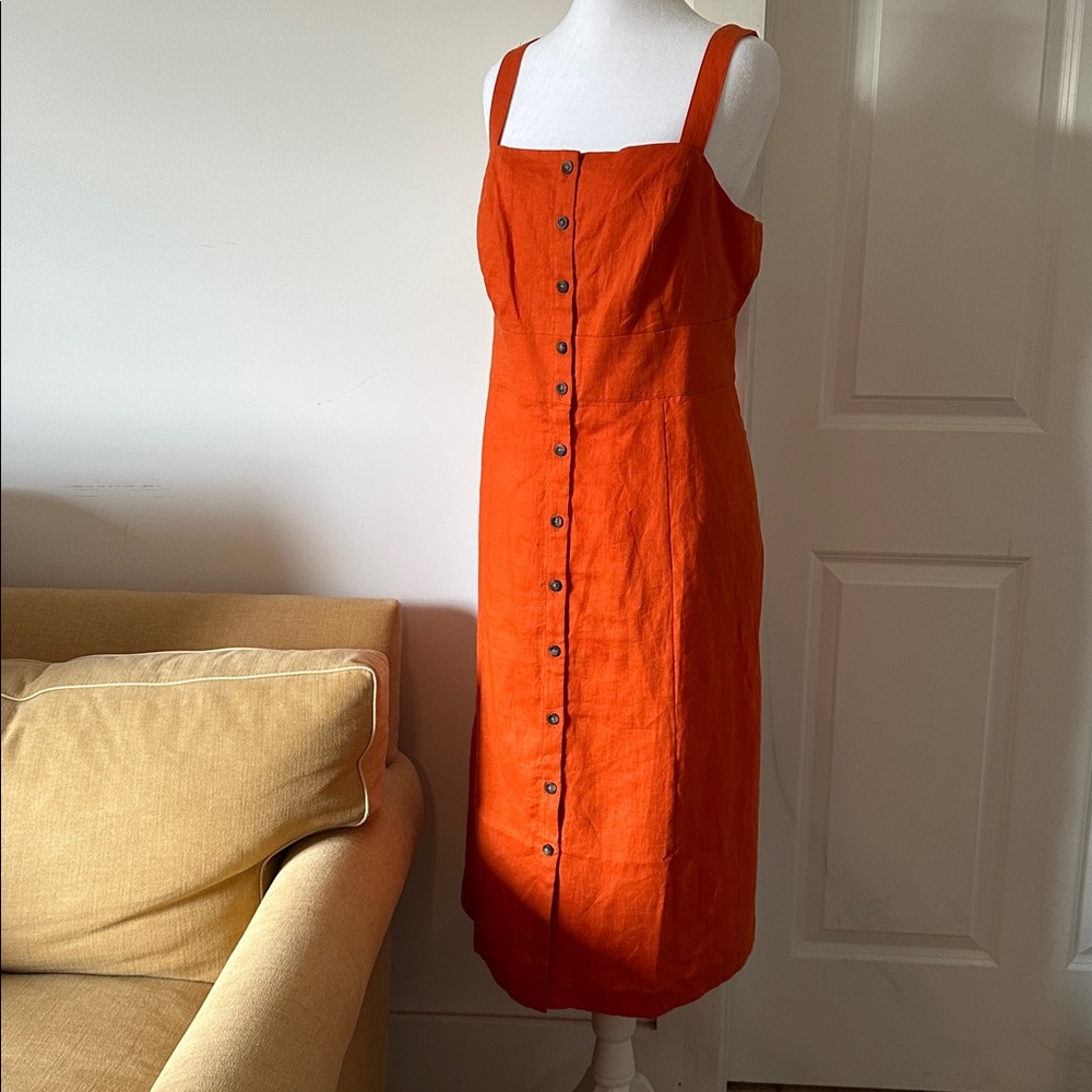 Boden Petite Vibrant Orange Linen Dress NWT!